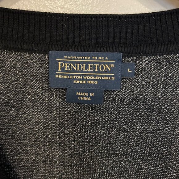 Pendleton Aztec Print Black Merino Wool Cardigan- Size Large - Picture 3 of 6